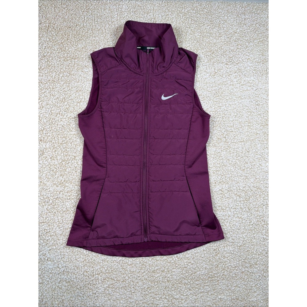 Nike Running Vest Black Essential Full Zip Quilted Puffer 856222-659 Women's XS